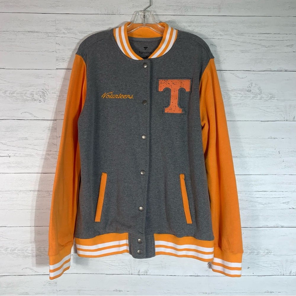 Tennessee Volunteers Fanatics Letterman Varsity Tri-Blend Jacket -Gray/Orange L